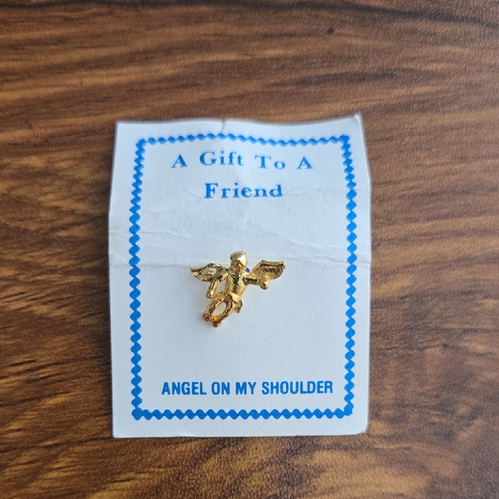 Vtg Gold Gaurdian Angel Pin - NWT